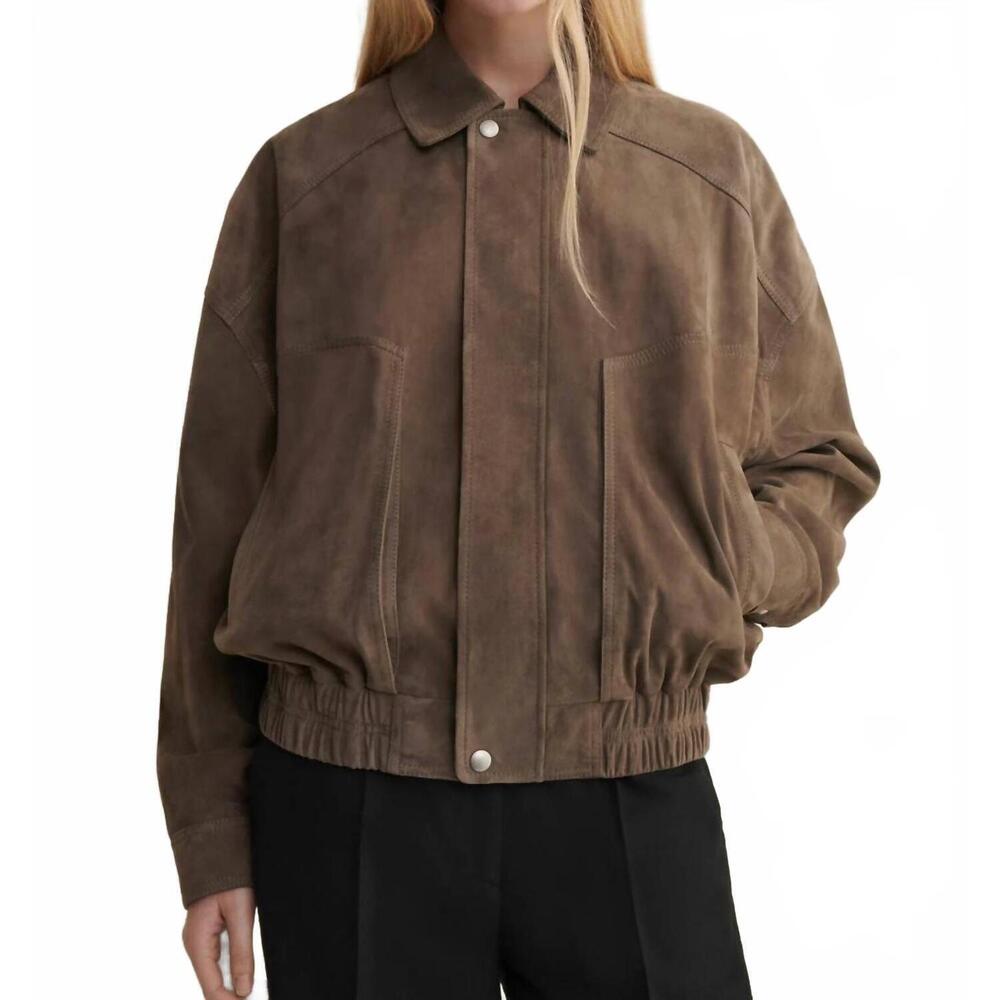NEW ARMA frederica suede bomber jacket in soil